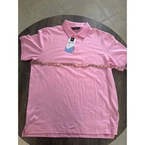 Members Mark Mens Stretch Pique Polo Shirt Pink Short Sleeve Classic Fit Large